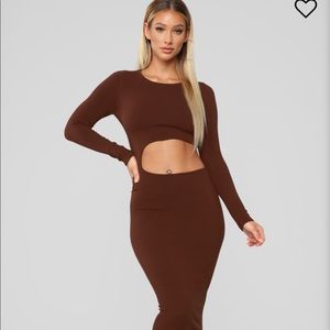 Brown Cut Out Sweater Dress